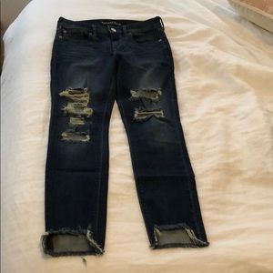 Blue Mid rise jeans with rips